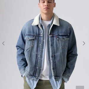 Levi's Blue Lightweight Denim Jacket with White Sherpa Collar